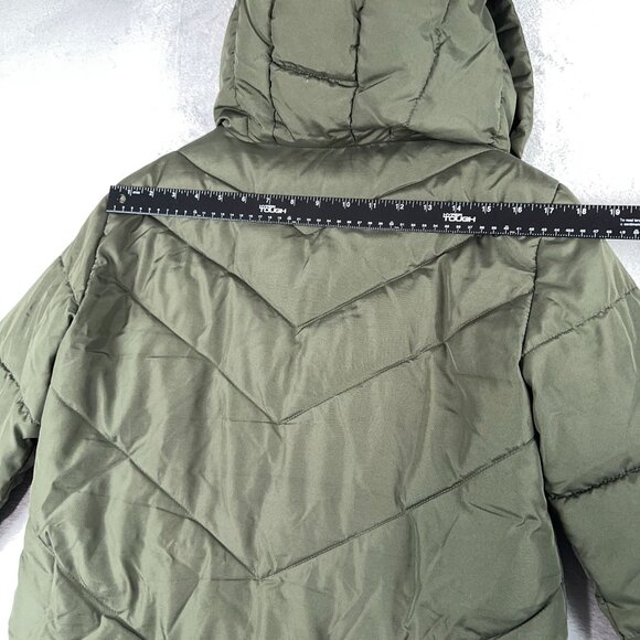 JDY Skylar Chevron Padded Jacket Long Hooded Womens Army Green Size Small - Picture 14 of 15